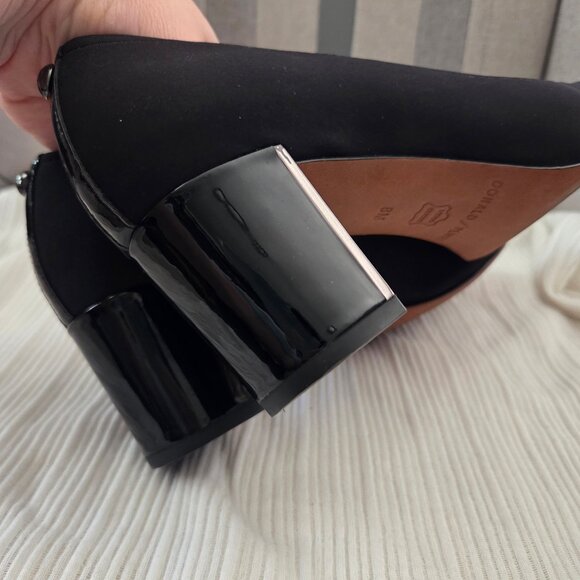 Donald Pliner Corin 8 Black Crepe Elastic Patent Leather Mirrored Block Heel - Picture 6 of 11